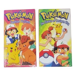 Pokemon VHS Tape lot Fashion Victims & Sisters of Cerulean City Nintendo Pioneer